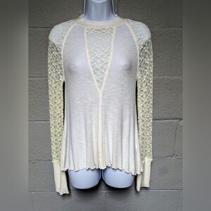 Intimately Free Top Size S Free People Knit And Lace PulloverLong  Sleeve